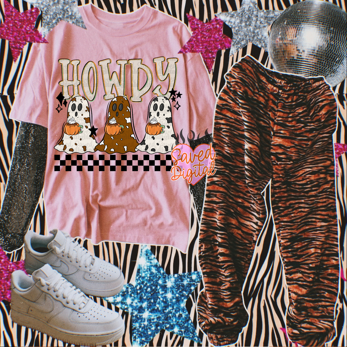 Howdy ghost trio cow print (Saved) DTF Transfer