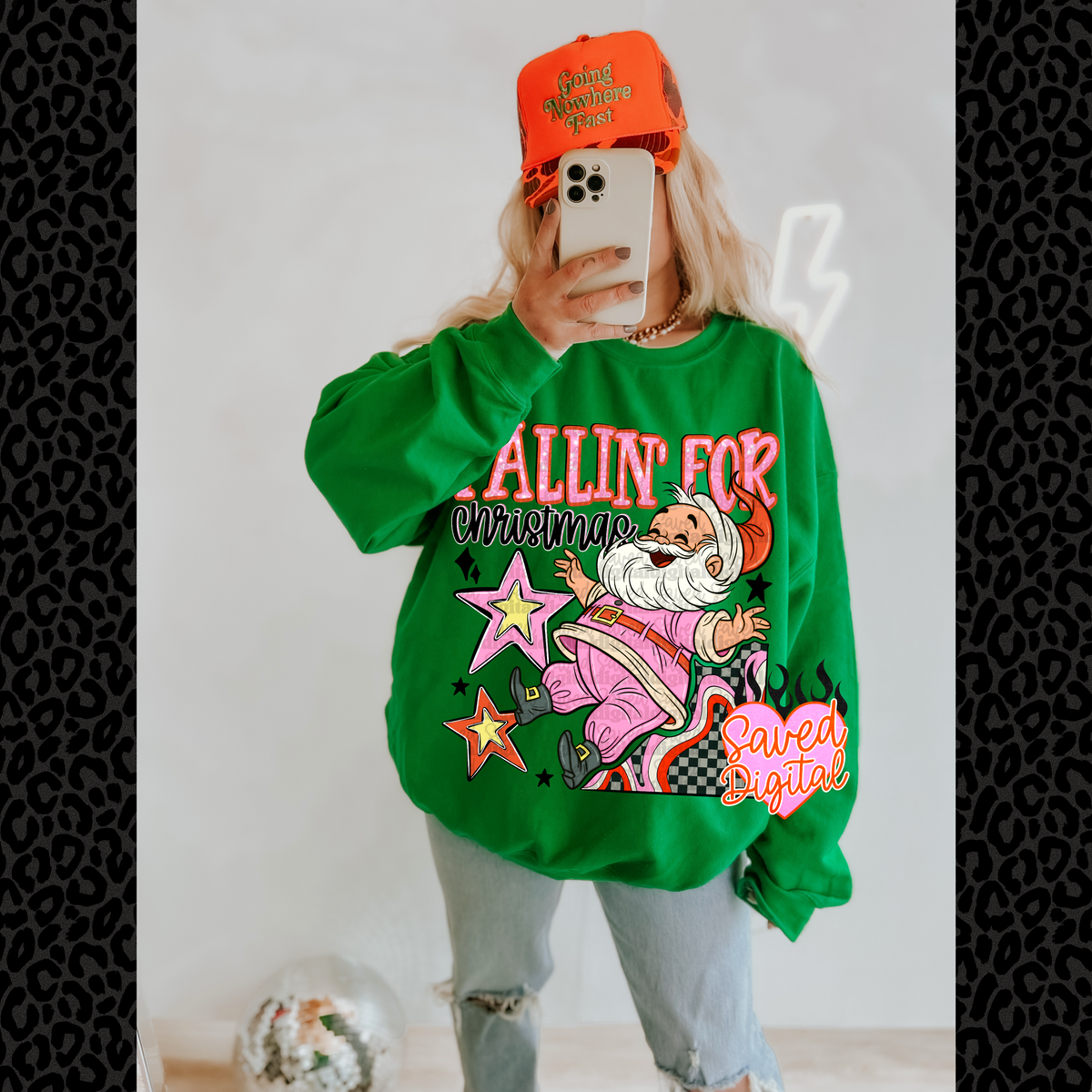 Fallin' for Christmas pink Santa (Saved) DTF Transfer