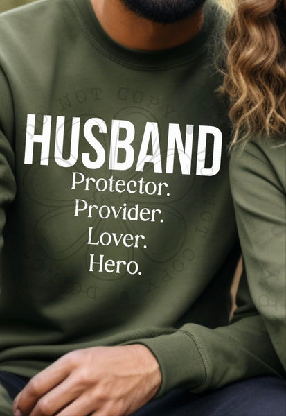 Husband protector provider lover hero WHITE (VIRGO) 34796 DTF transfer