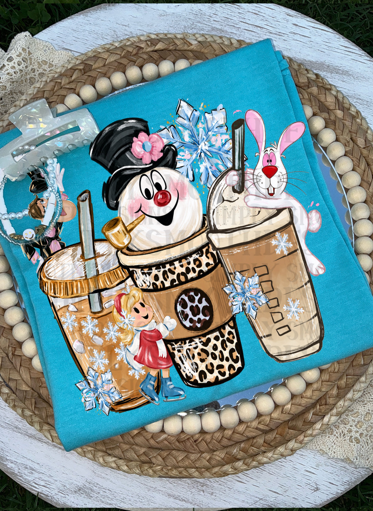 Snowman and bunny iced coffee trio (SSD) DTF Transfer