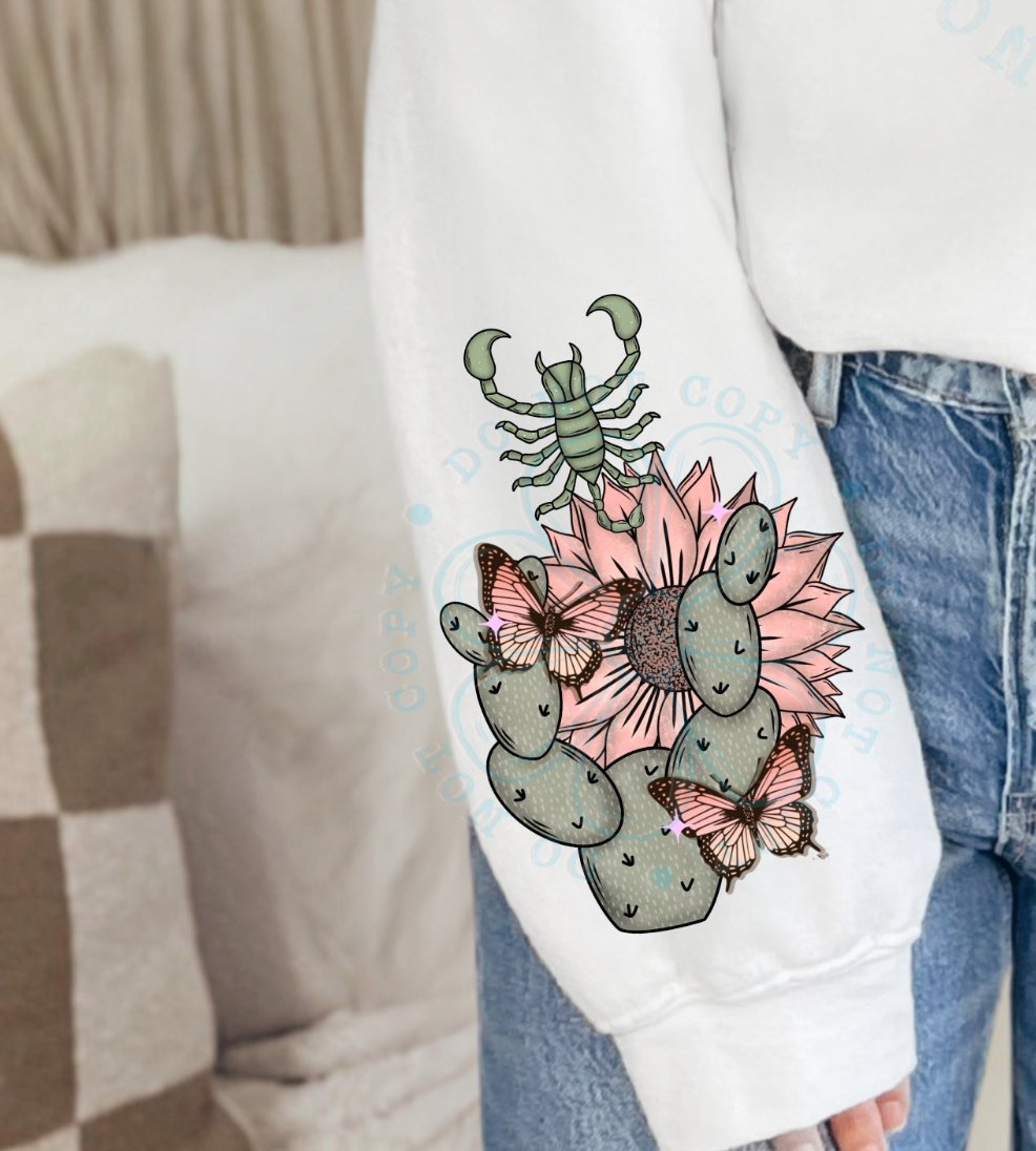Cactus flower butterfly (VIRGO) 34766 DTF transfer