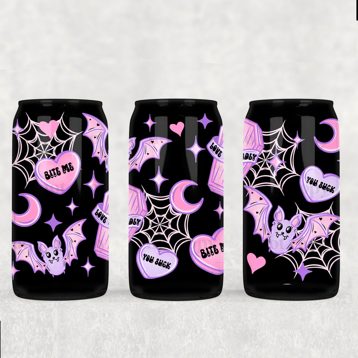 7157 neon pink and purple hearts and bats (CSC) UV DTF WRAP