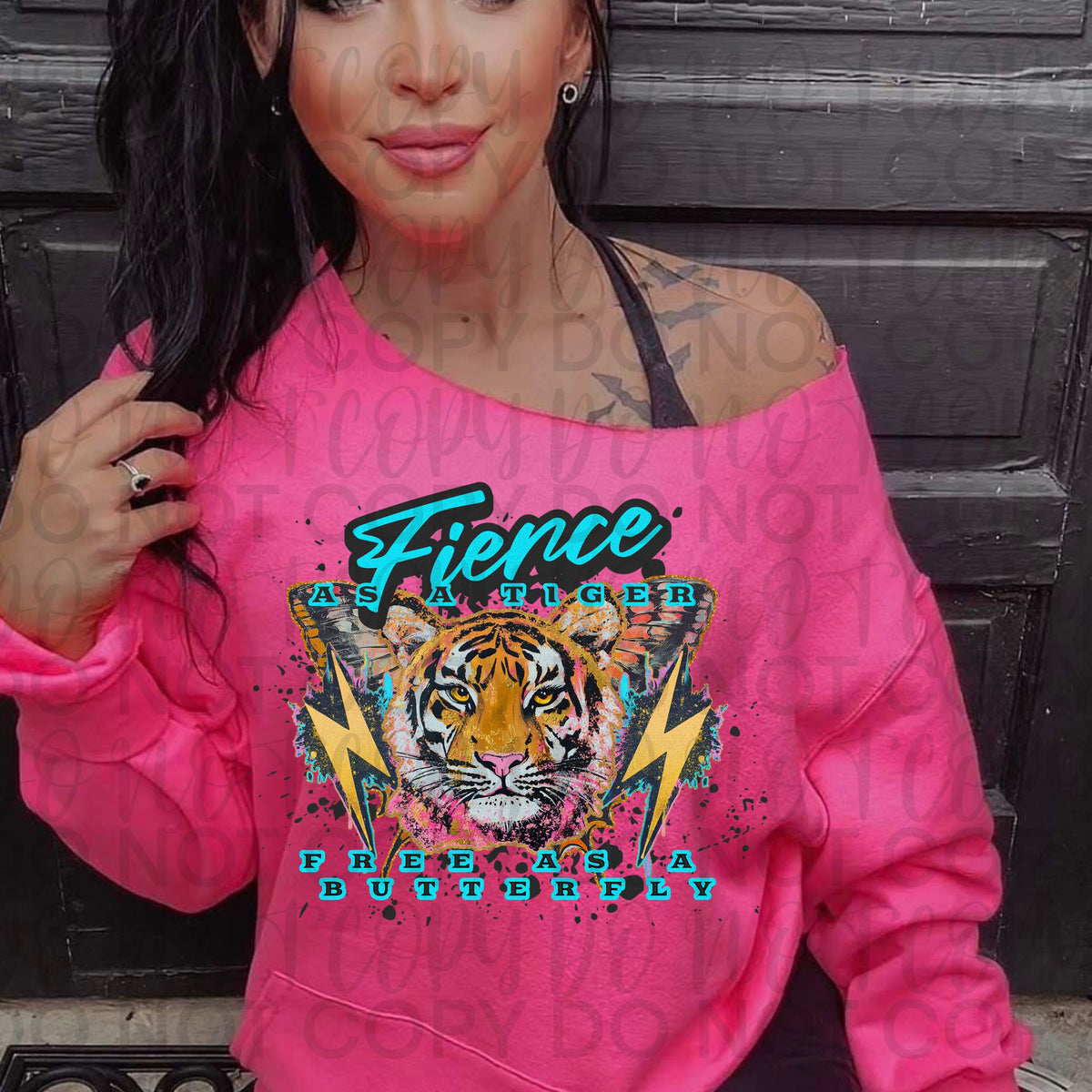 Fierce as a tiger free as a butterfly (Starlight) DTF transfer