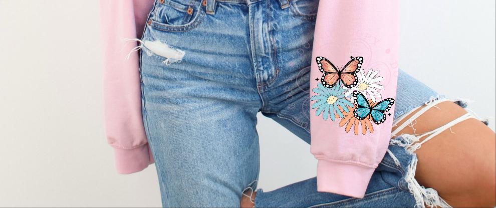 Butterfly flowers muted (VIRGO) 34774 DTF transfer