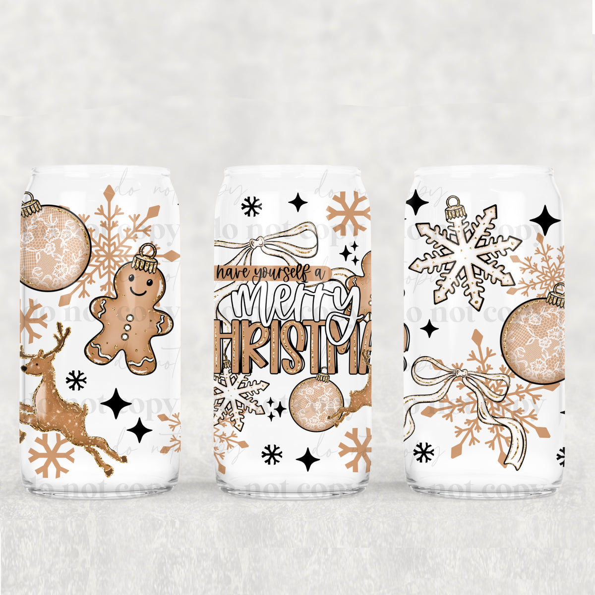 7282 have yourself a merry little christmas with bows (CSC) UV DTF WRAP