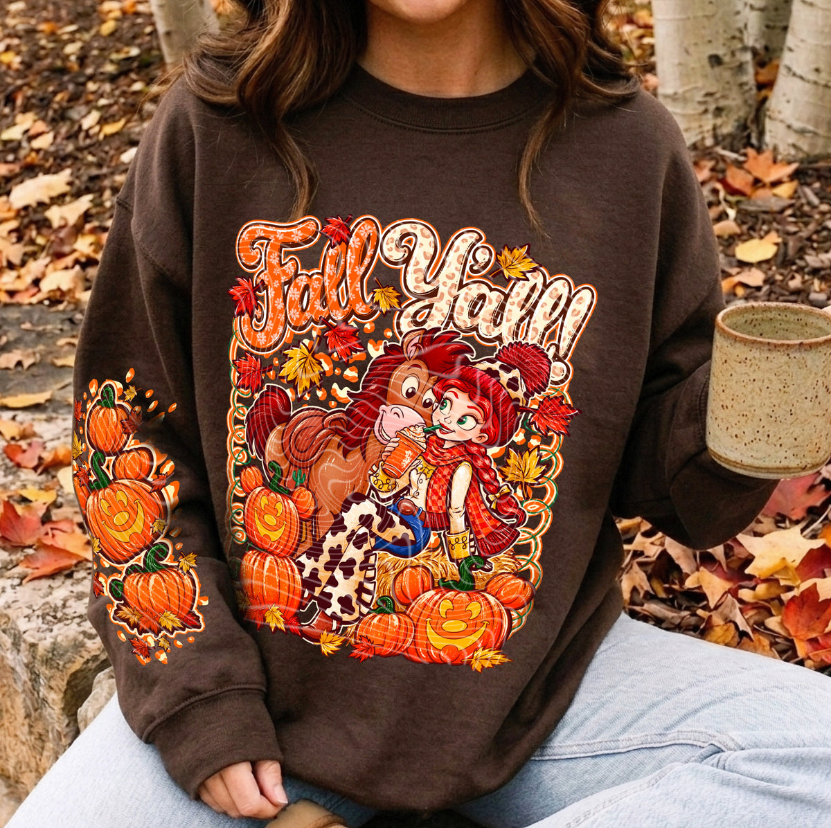 Fall Y'all with cowgirl and horse (SLEEVE ONLY) (Gravitte) DTF Transfer