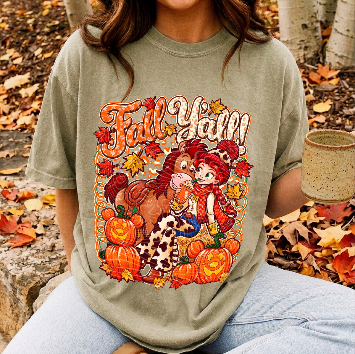 Fall Y'all with cowgirl and horse (Gravitte) DTF Transfer