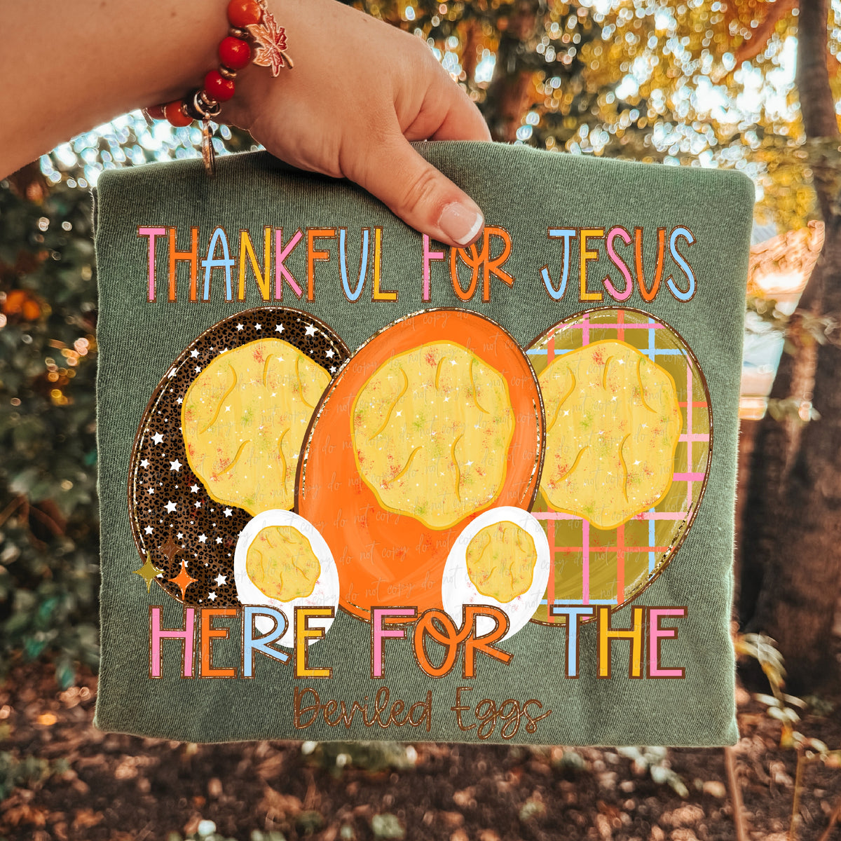 Thankful for Jesus here for the deviled eggs (Virgo) DTF Transfer