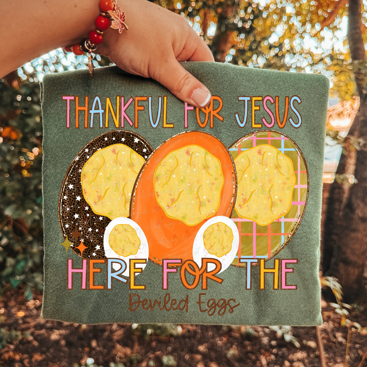 Thankful for Jesus here for the deviled eggs (Virgo) DTF Transfer