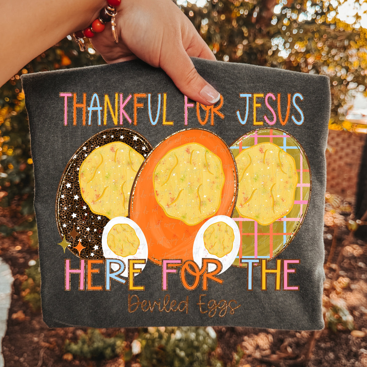 Thankful for Jesus here for the deviled eggs (Virgo) DTF Transfer