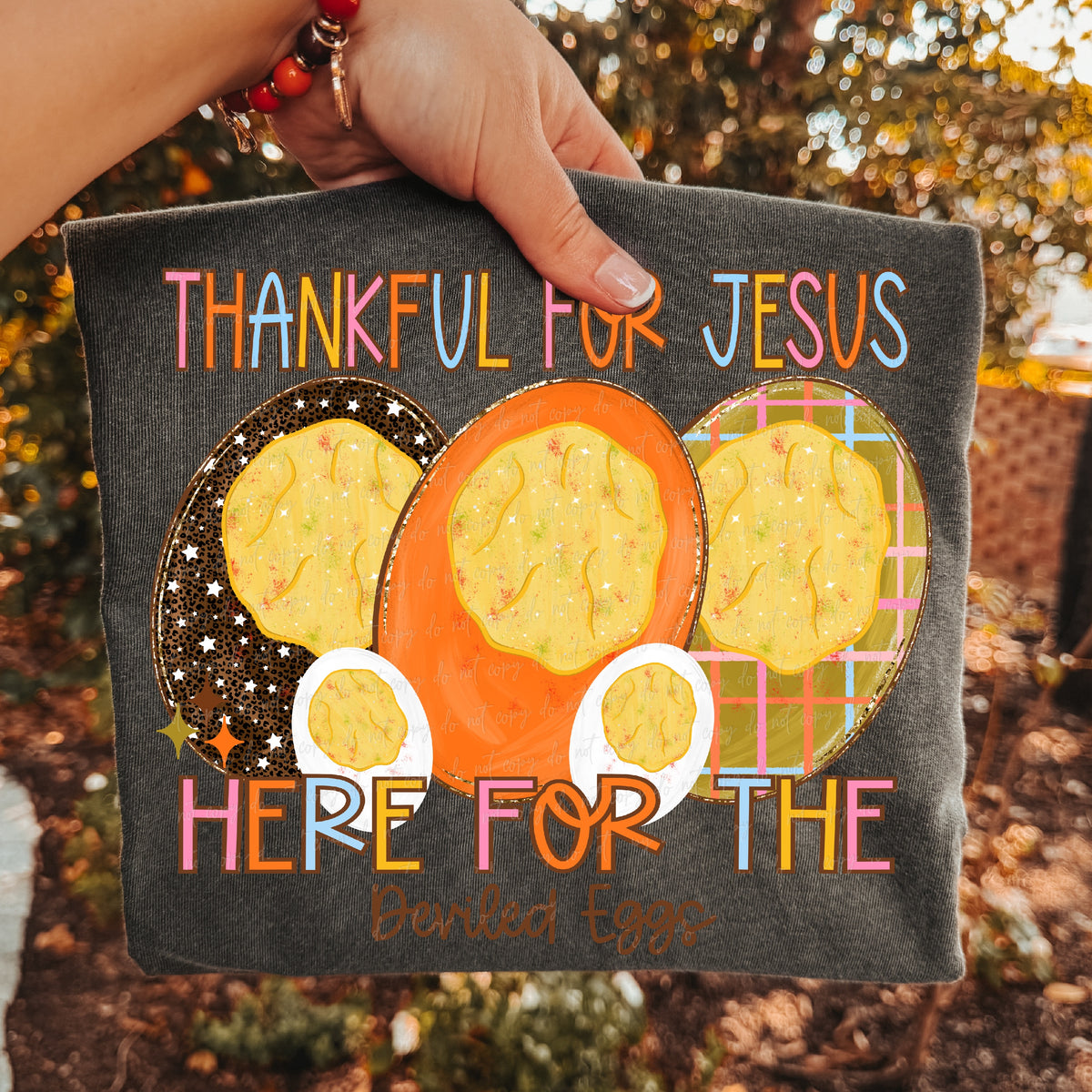 Thankful for Jesus here for the deviled eggs (Virgo) DTF Transfer