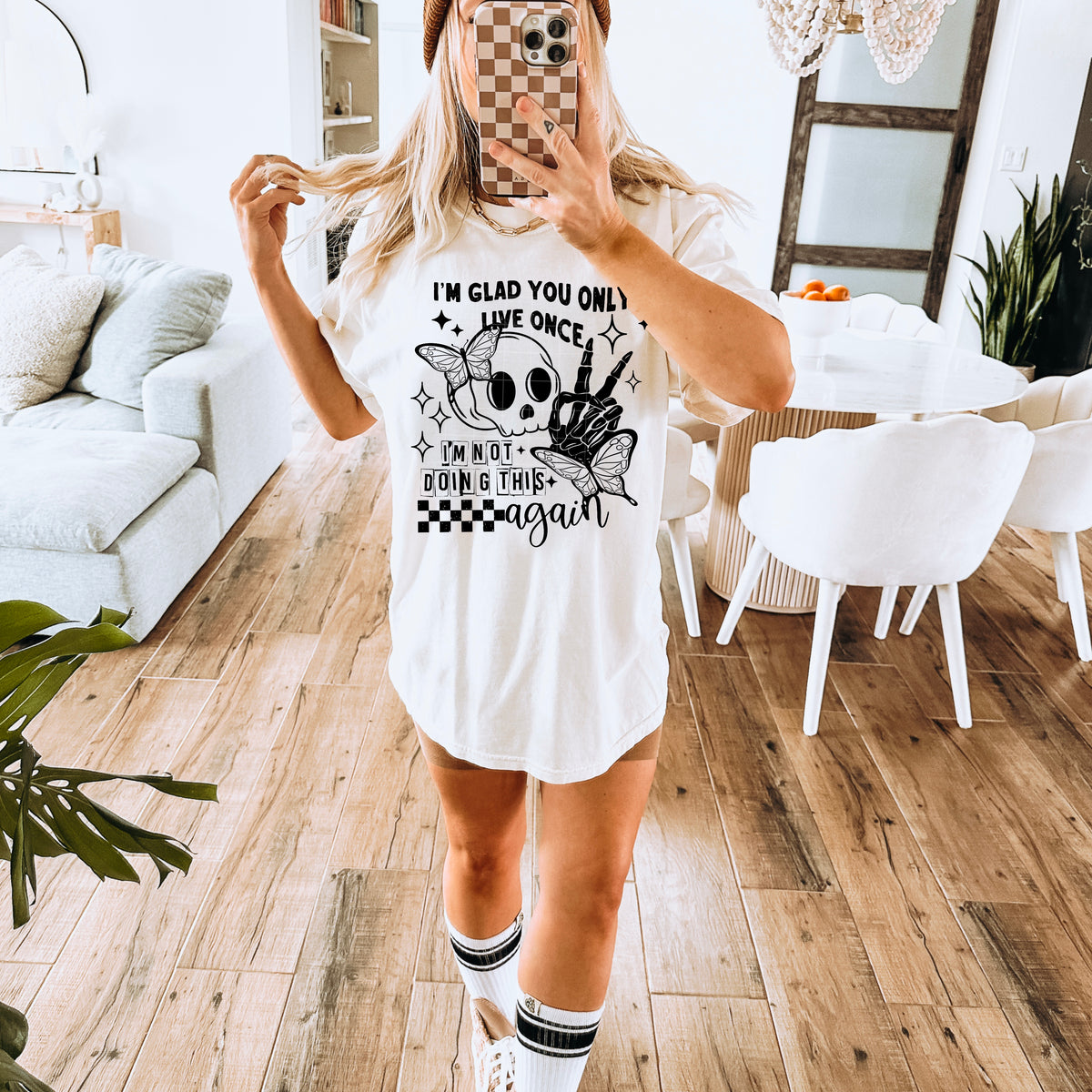 I'm glad you only live once I'm not doing this again BLACK (CSC) DTF transfer