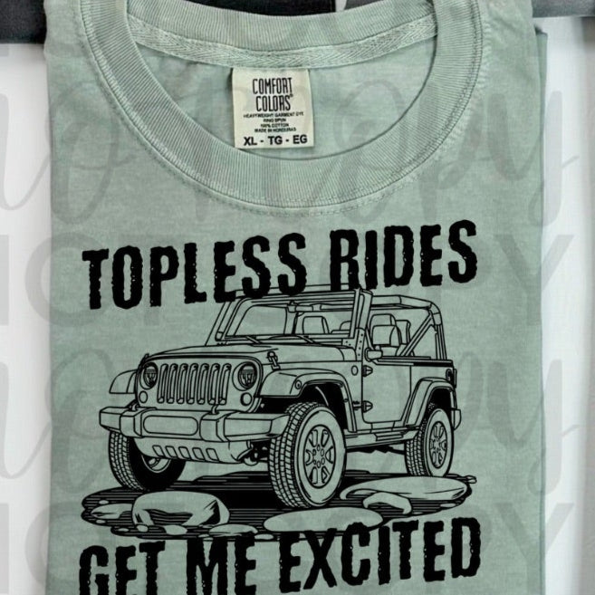 Topless rides get me excited Jeep BLACK (Starlight) DTF transfer