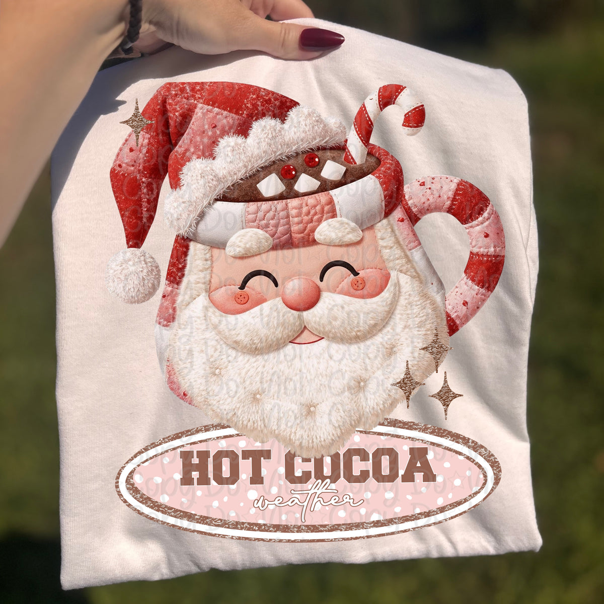 Light Skin Tone Santa Hot Cocoa Mug (Virgo) DTF Transfer