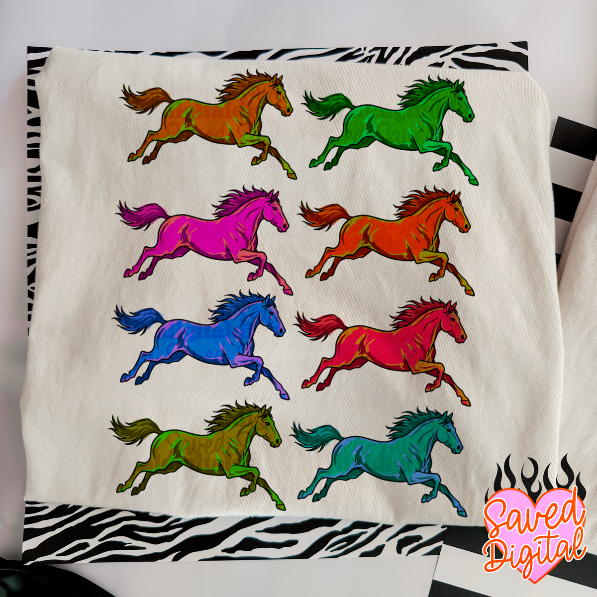 Neon horse collage (Saved) DTF Transfer