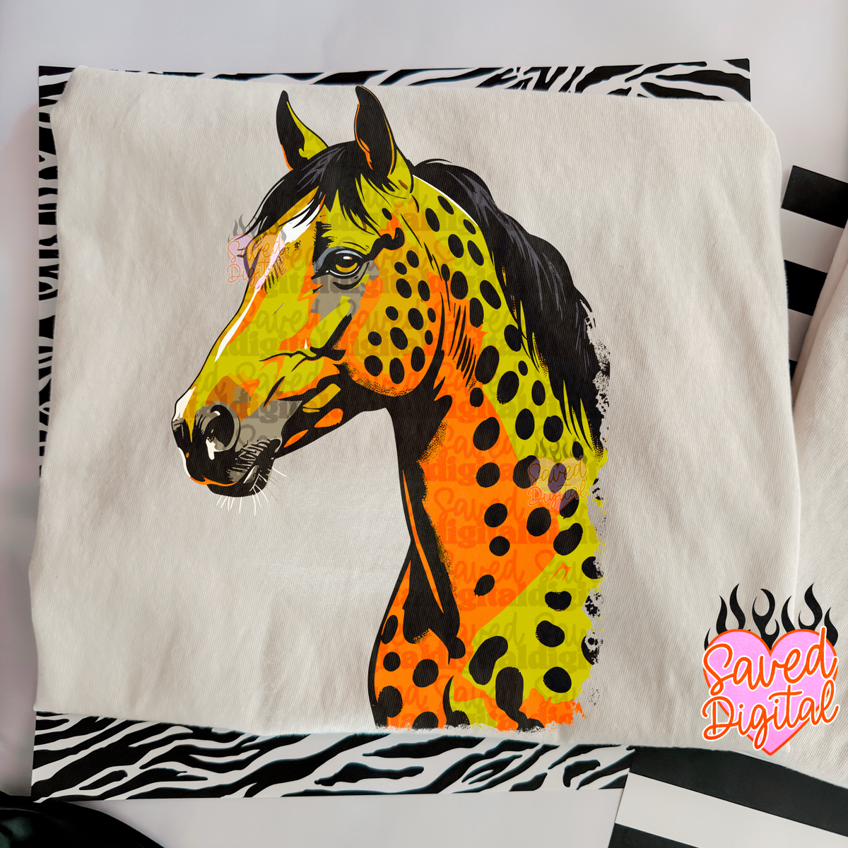 Neon polkadot horse (Saved) DTF Transfer