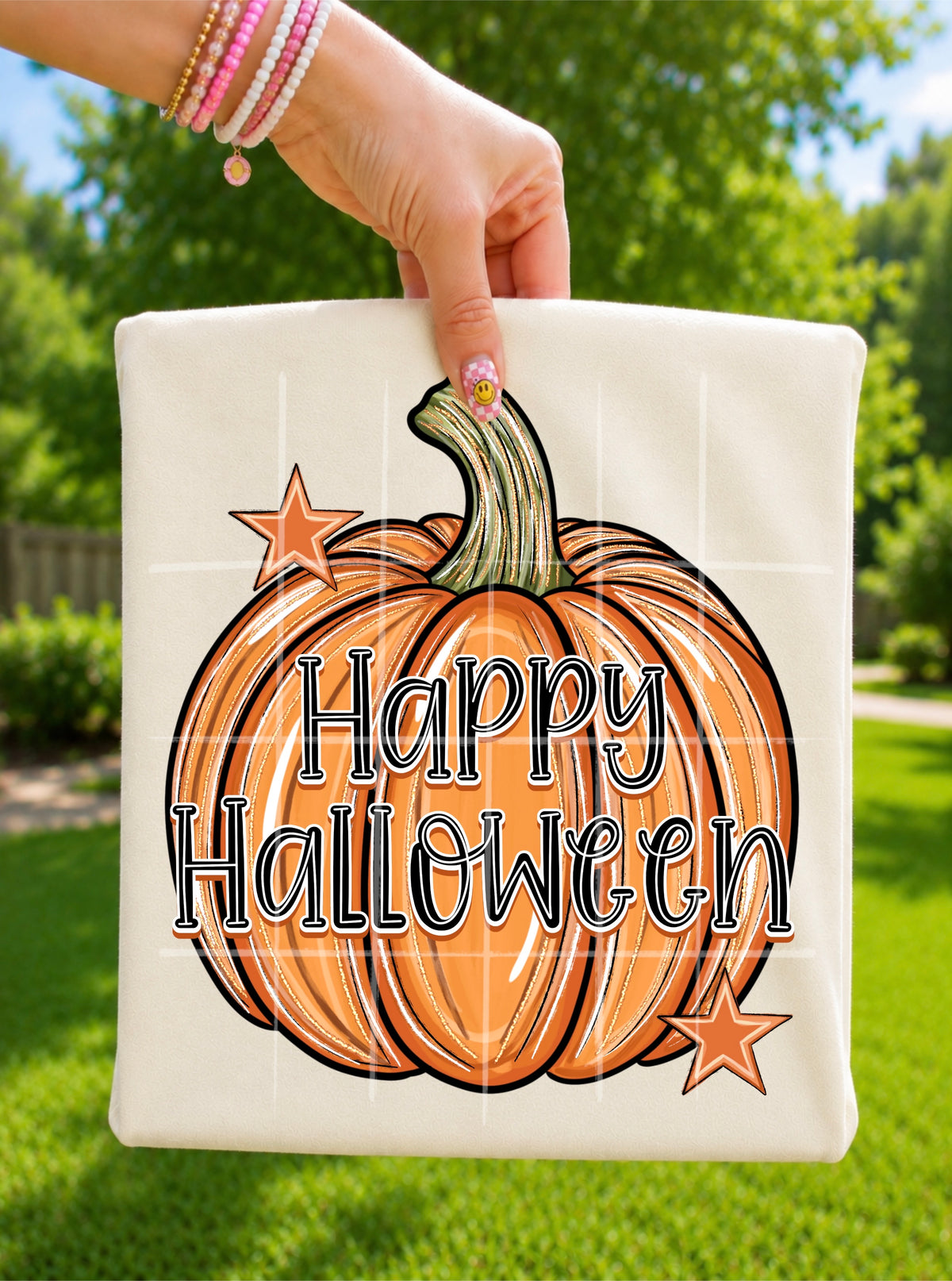 Happy Halloween orange pumpkin with stars (TDC) DTF Transfer