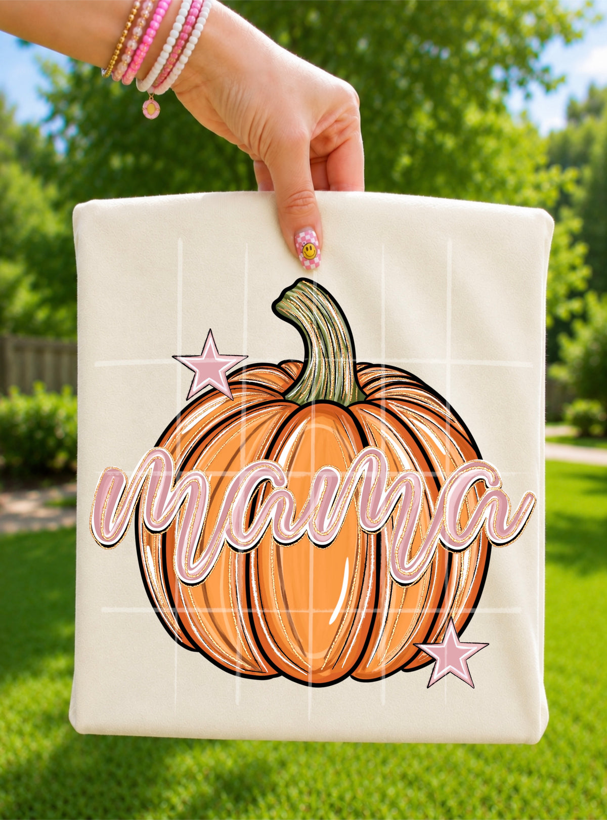 Mama pumpkin with pink stars (TDC) DTF Transfer
