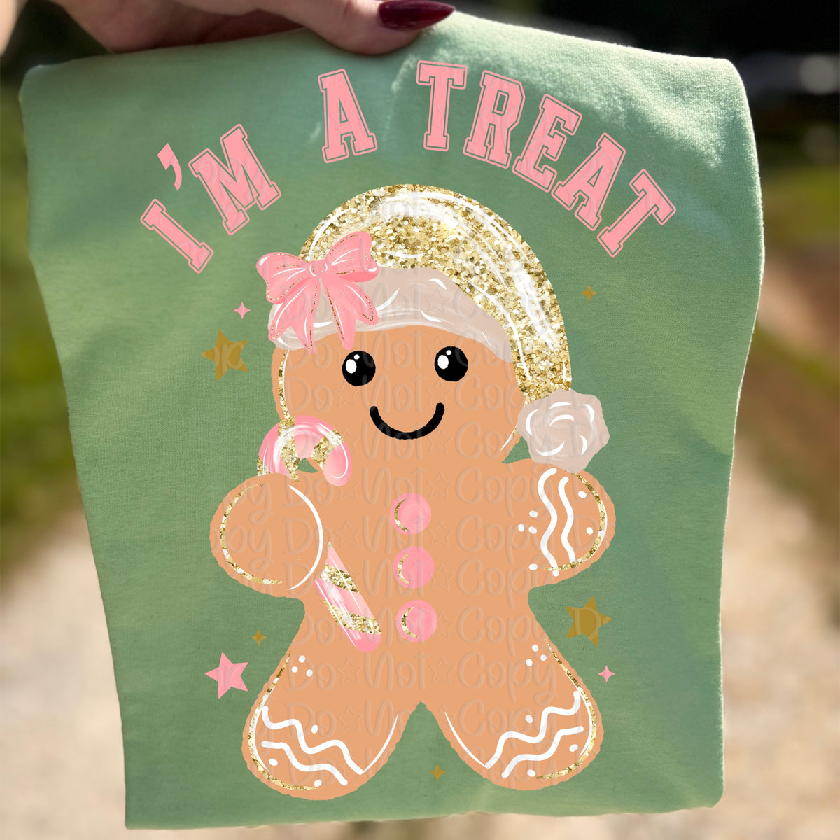 I'm A Treat Faux Glitter Gingerbread (Virgo) DTF Transfer