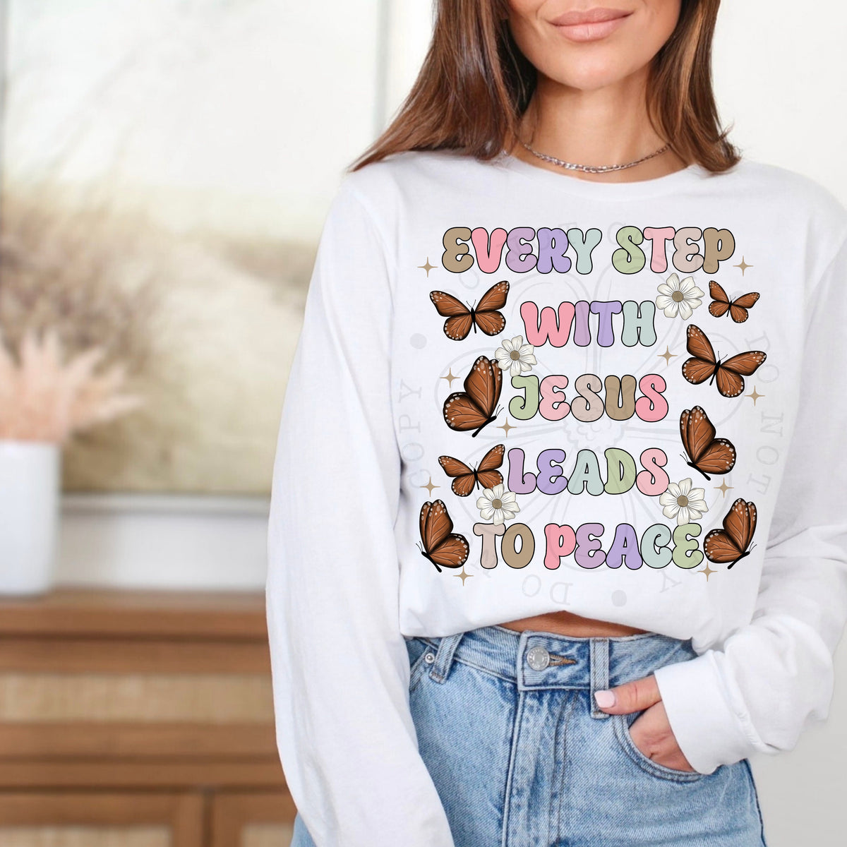 Every step with jesus leads to peace 34527 DTF transfer