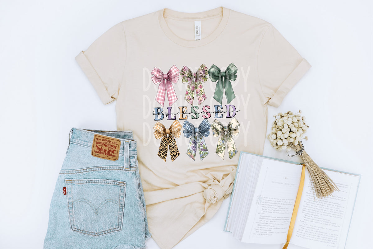 Blessed (6 multi color bows) (PH) DTF Transfer
