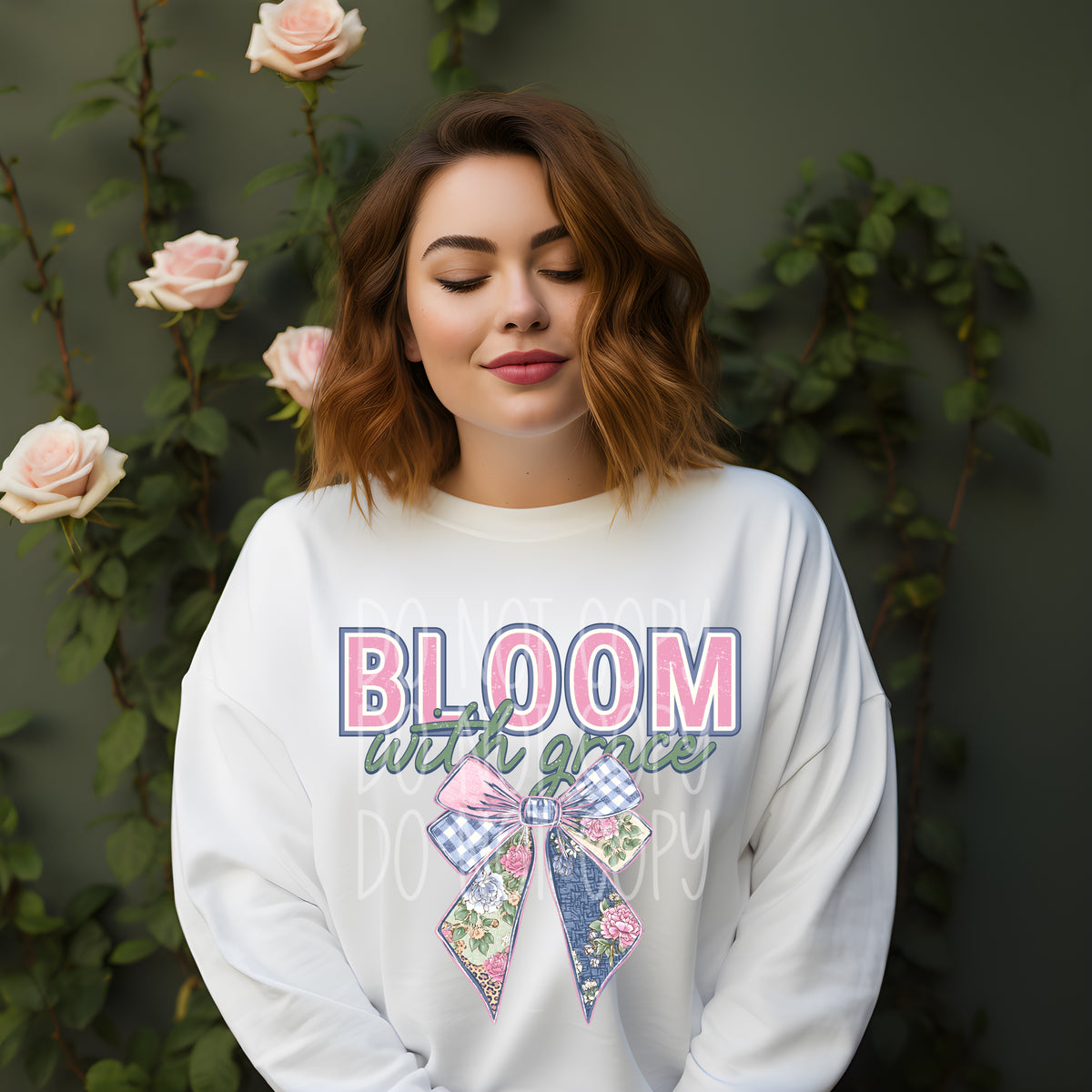 Bloom with grace floral bow (PH) DTF Transfer