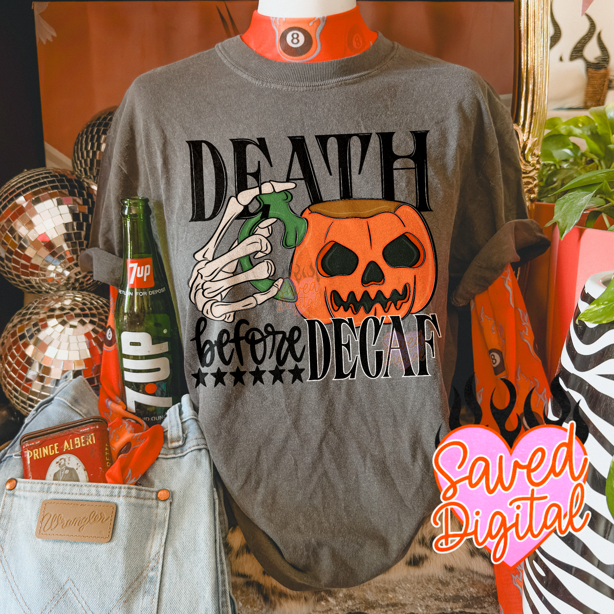 Death before decaf pumpkin mug (Saved) DTF Transfer