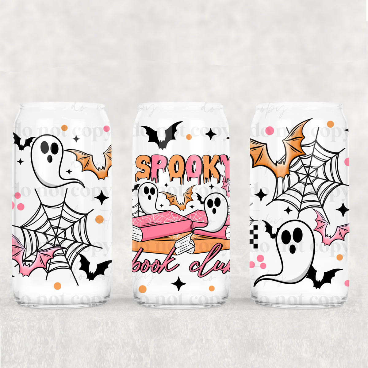 7622 spooky pink books with ghosts on top (CSC) UV DTF WRAP