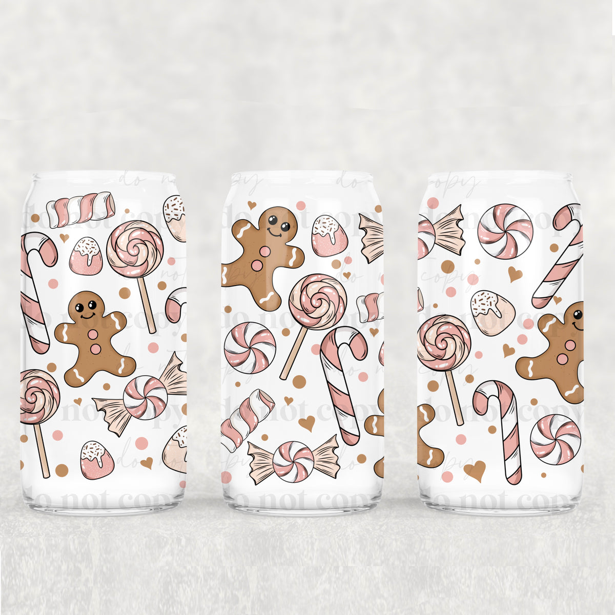 7626 pink christmas candy and cookies (CSC) UV DTF WRAP