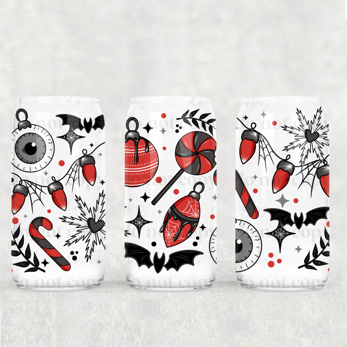 7627 red and black christmas halloween things (CSC) UV DTF WRAP