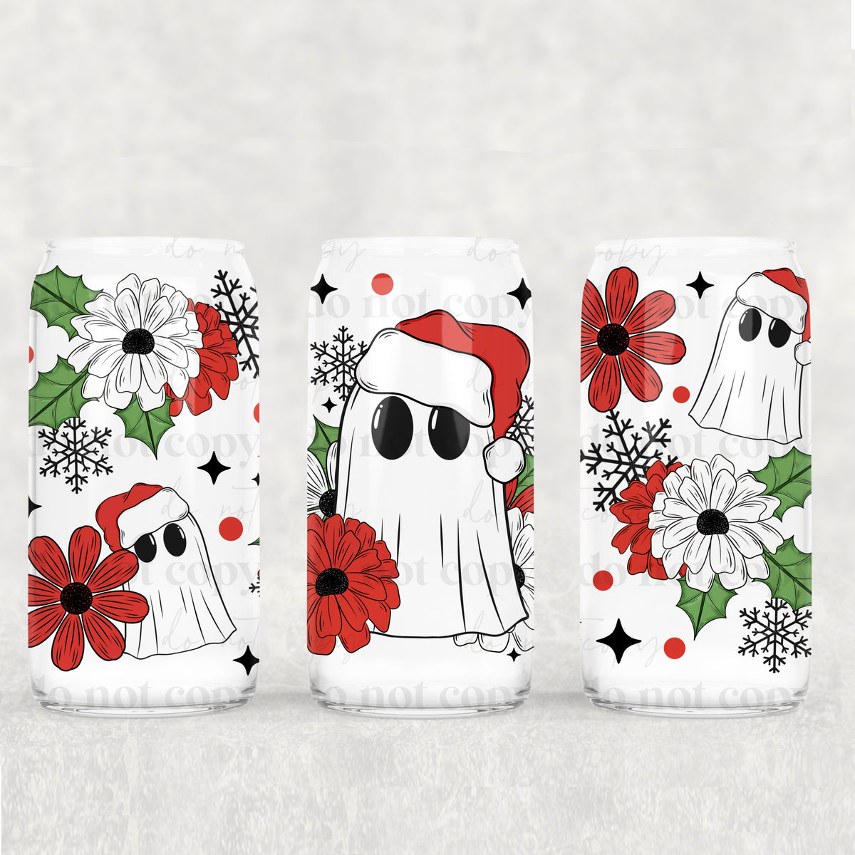 7628 ghost with red christmas hat (CSC) UV DTF WRAP
