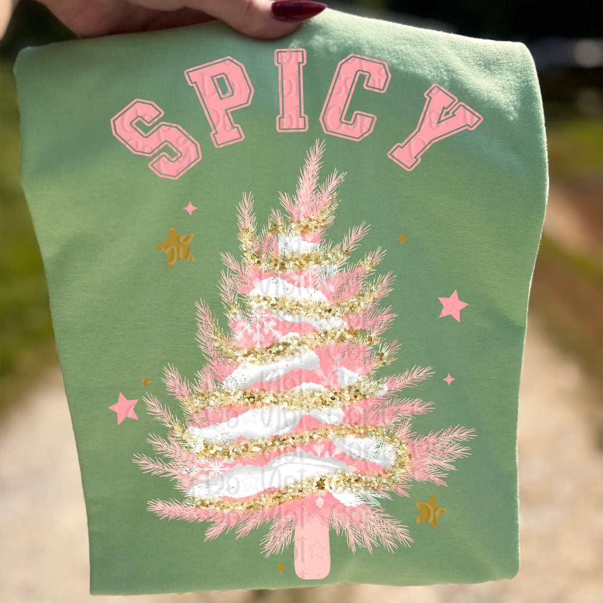 Pink Spicy Faux Glitter Tree (Virgo) DTF Transfer