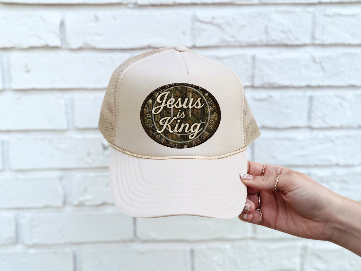 Jesus is king camo faux patch (PH) DTF Transfer