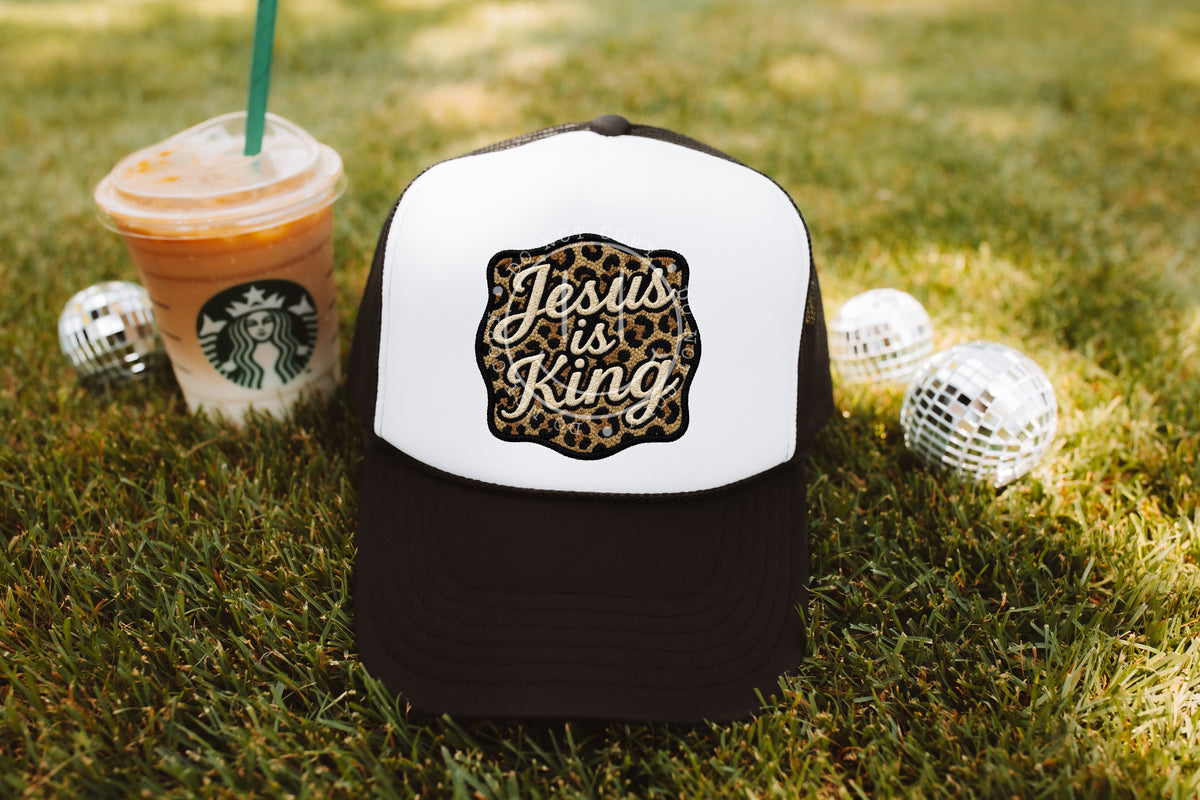 Jesus is king leopard faux patch (PH) DTF Transfer