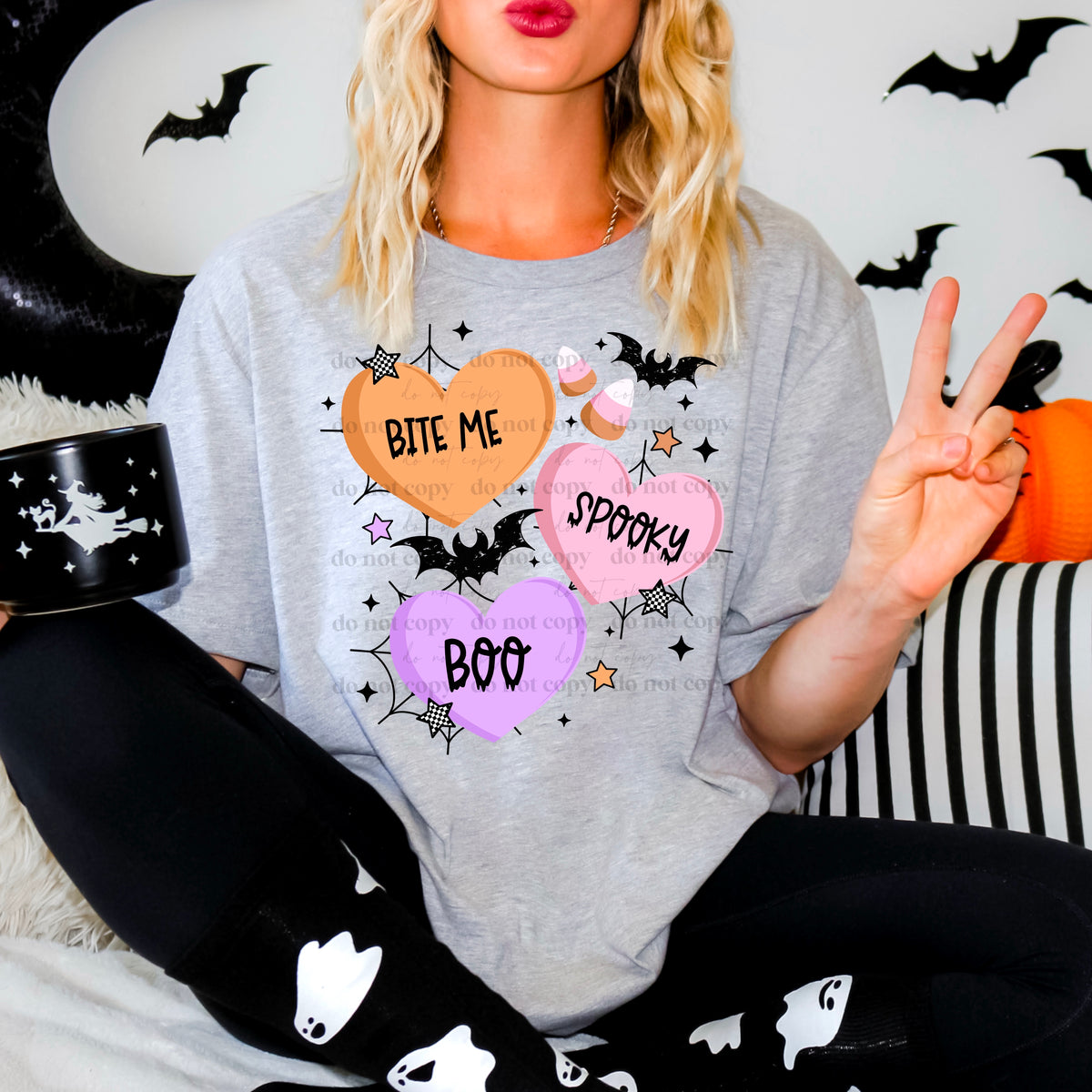 Bite me, spooky, boo hearts BLACK webs (CSC) 58848 DTF transfer