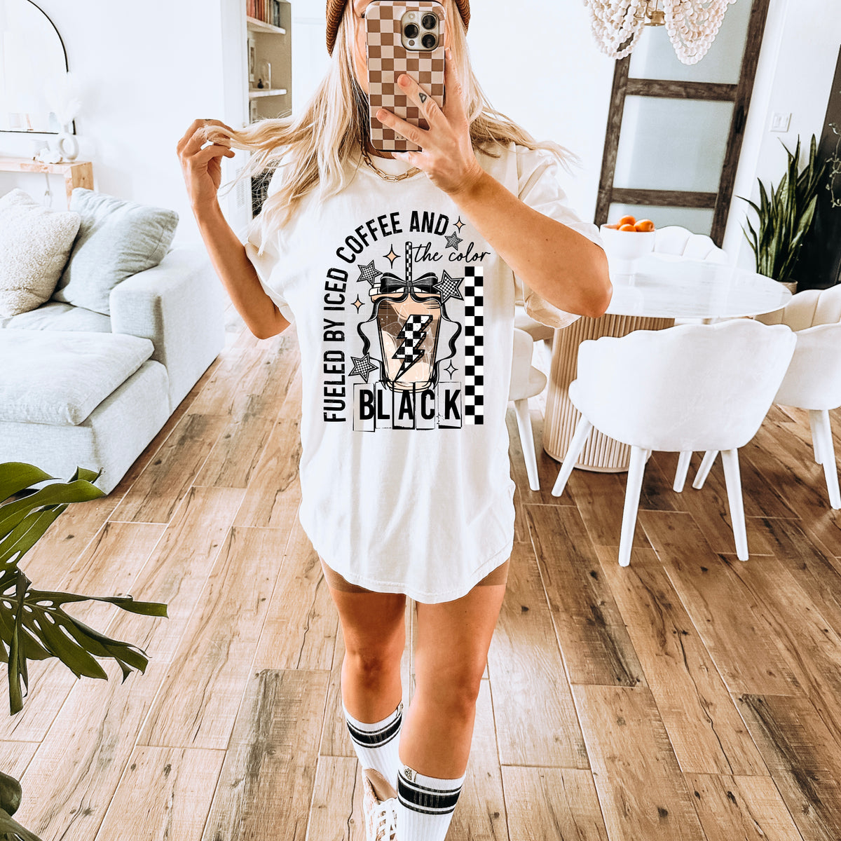 Fueled by iced coffee and the color black BLACK FONT (CSC) DTF transfer