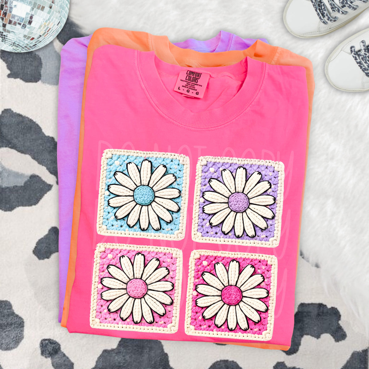 Four flowers (faux crochet granny squares) (PH) DTF TRANSFER