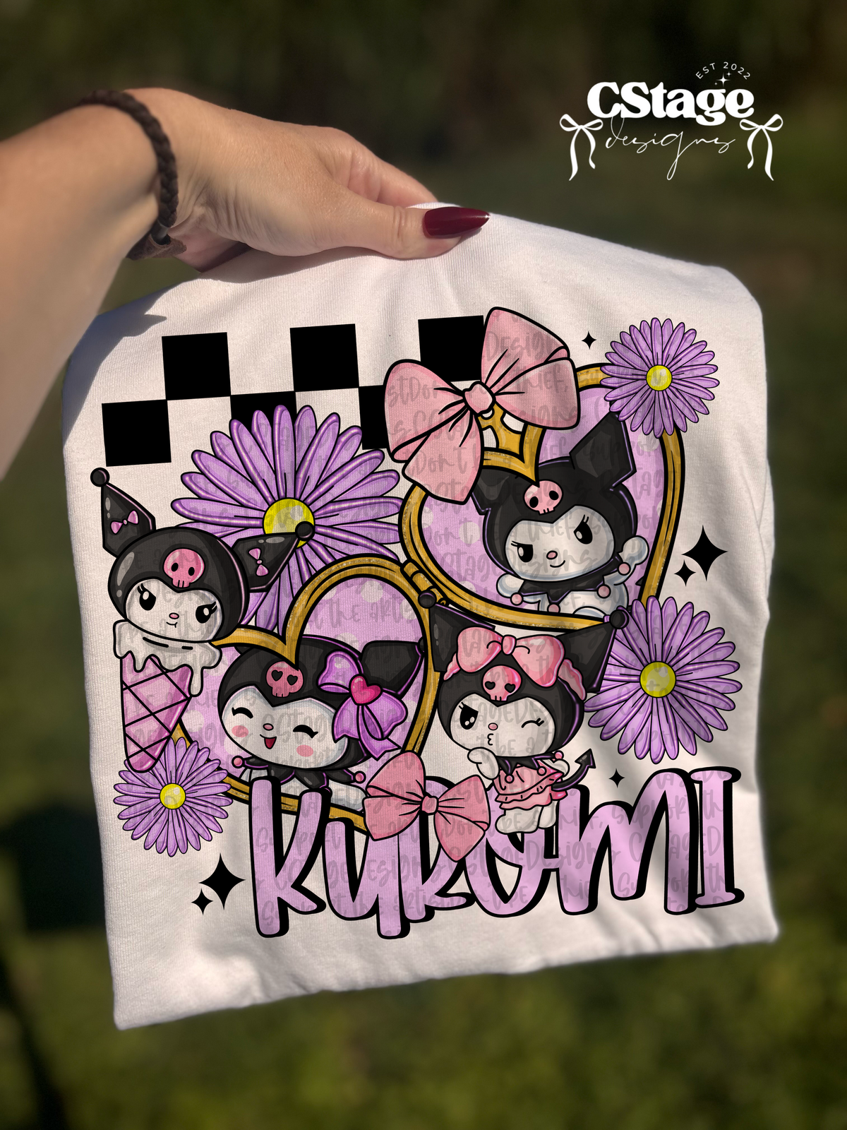 White kitty heart locket (Cstage) DTF Transfer