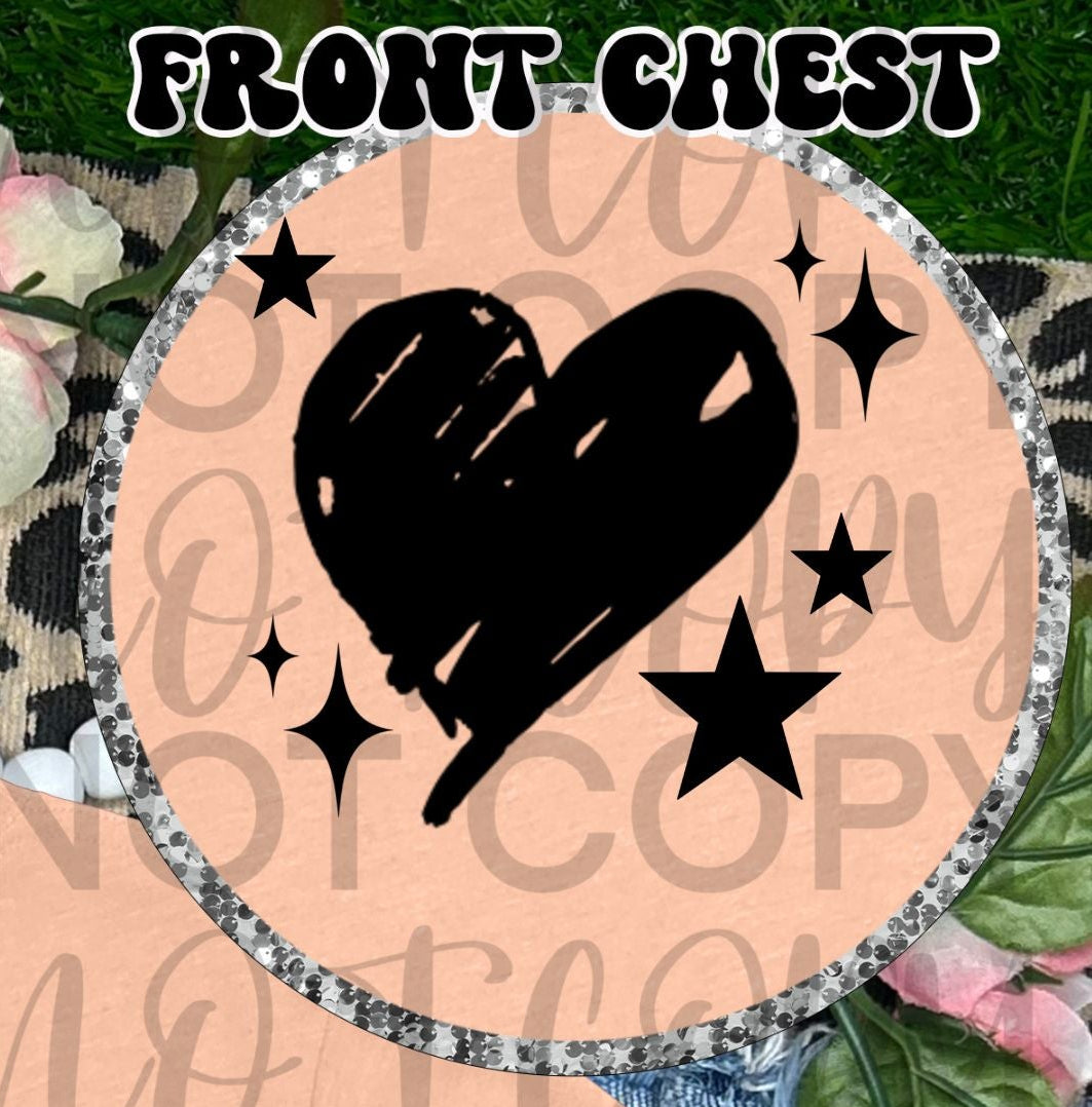 Sketched Heart POCKET BLACK (Starlight) DTF transfer