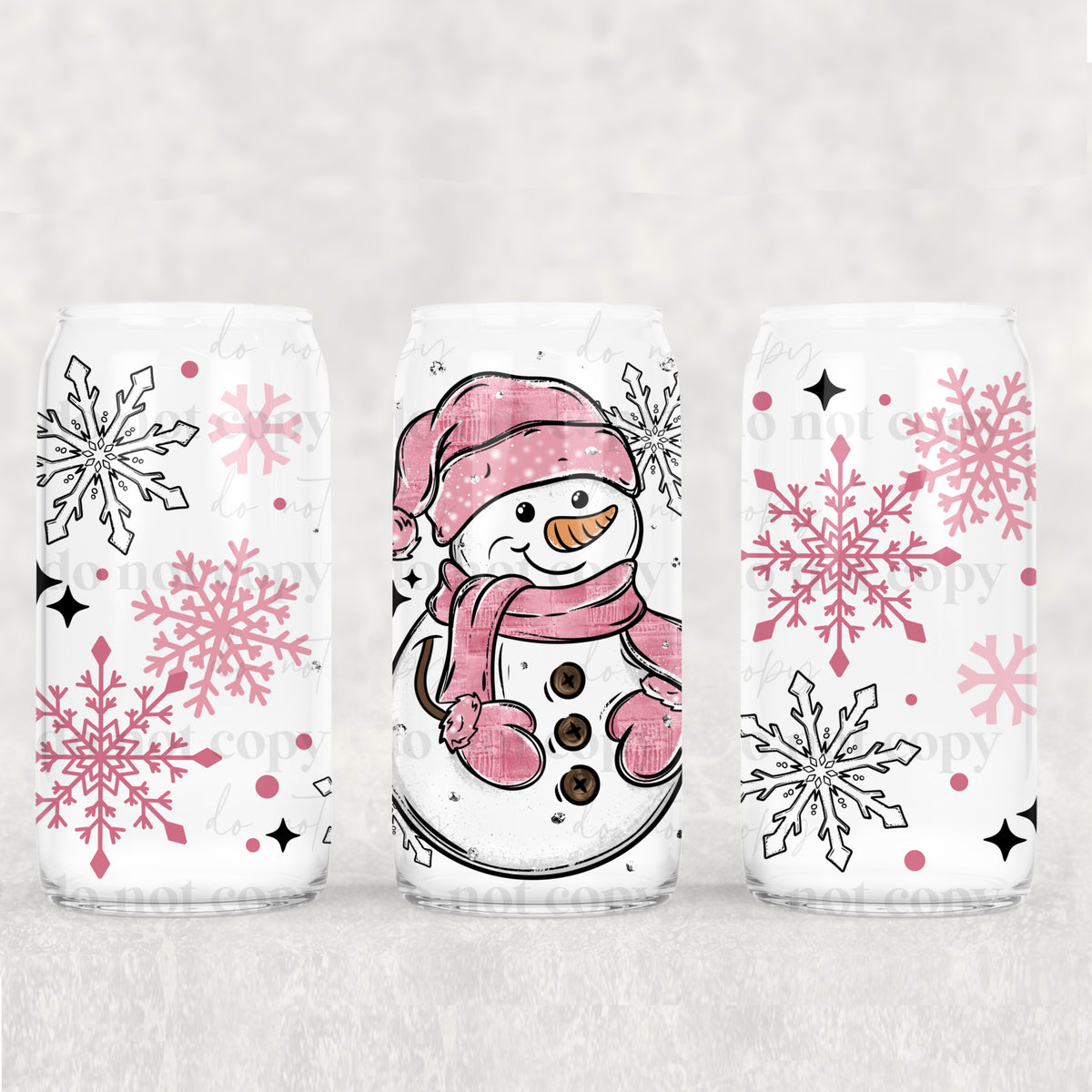 7851 snowman pink scarf (CSC) UV DTF WRAP