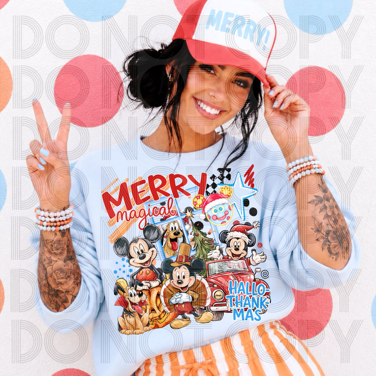 Merry hallothanksmas boy mouse (Renewed) DTF Transfer