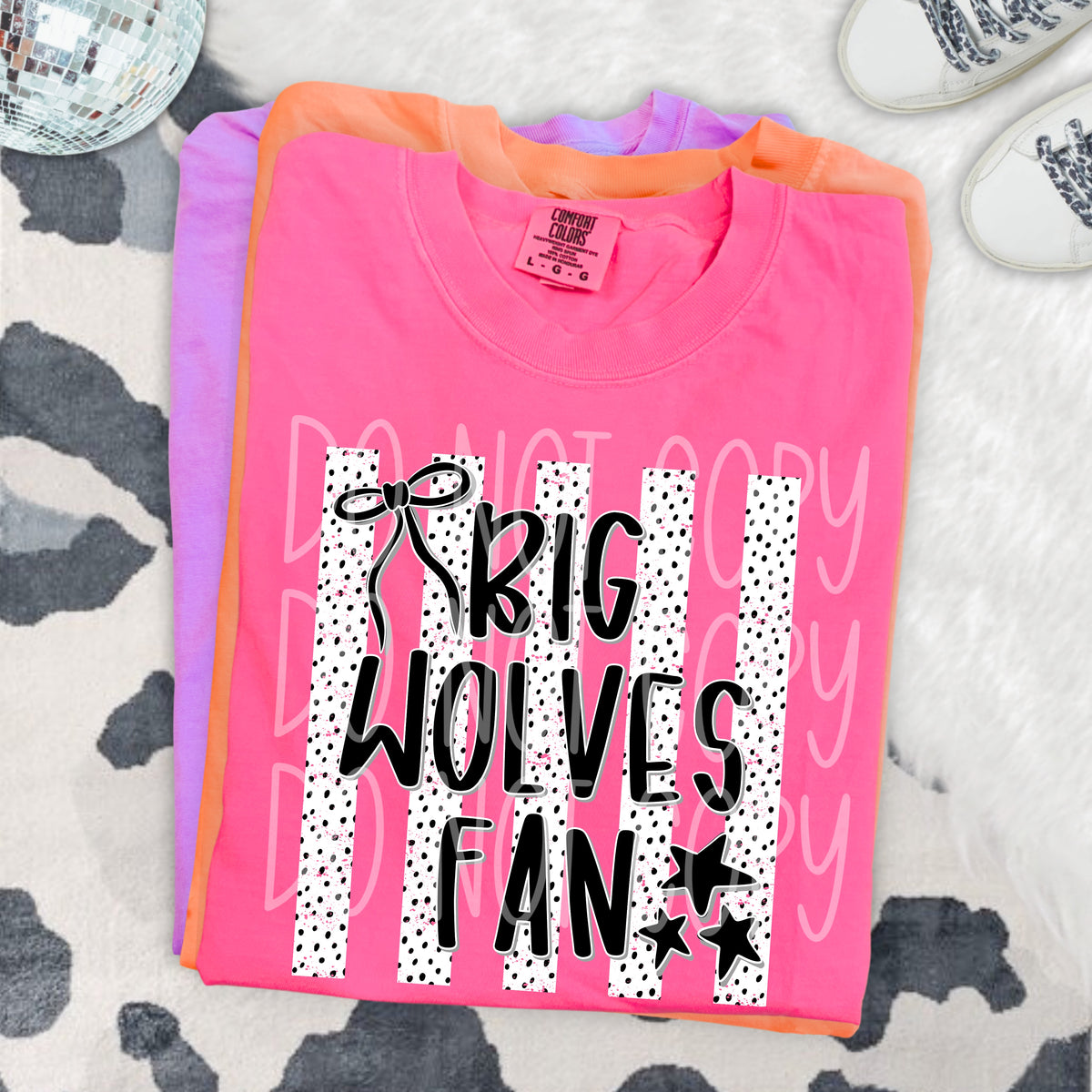 Big wolves fan black bow (PH) DTF transfer