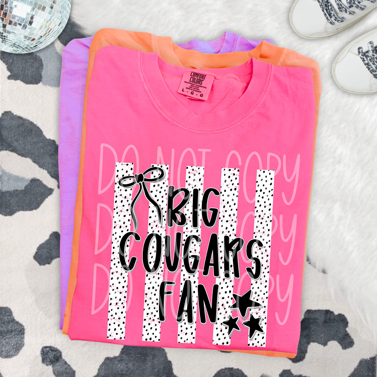 Big cougars fan black bow (PH) DTF transfer