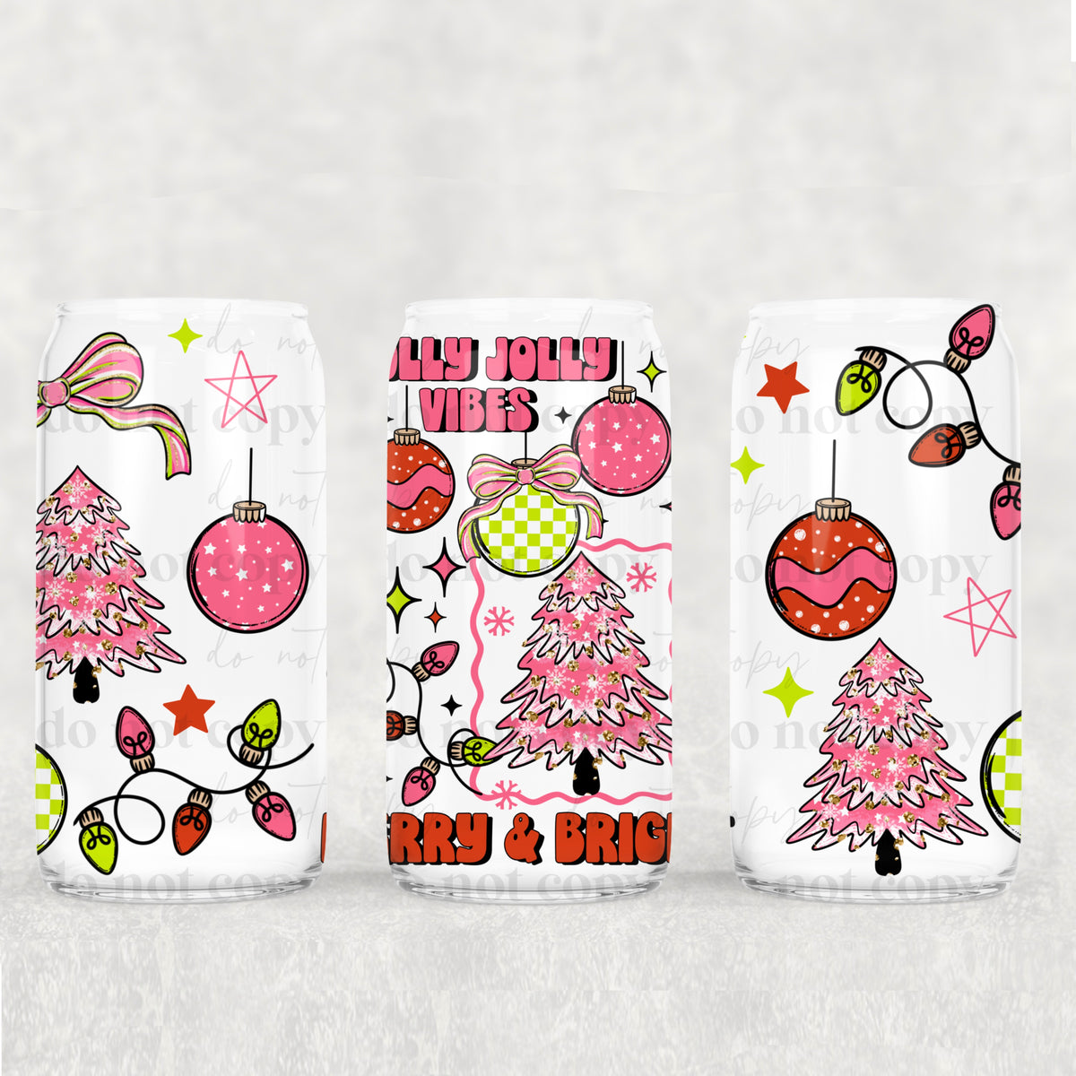 holly jolly vibes pink 7890 (CSC) UV DTF WRAP
