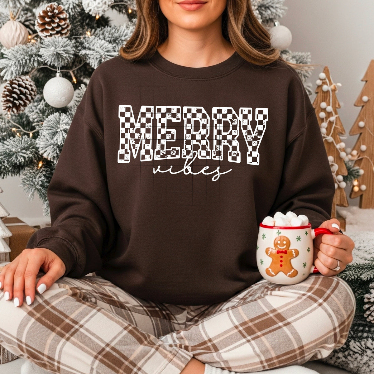 Merry vibes white checkered filled (CSC) Tuesday Deal DTF