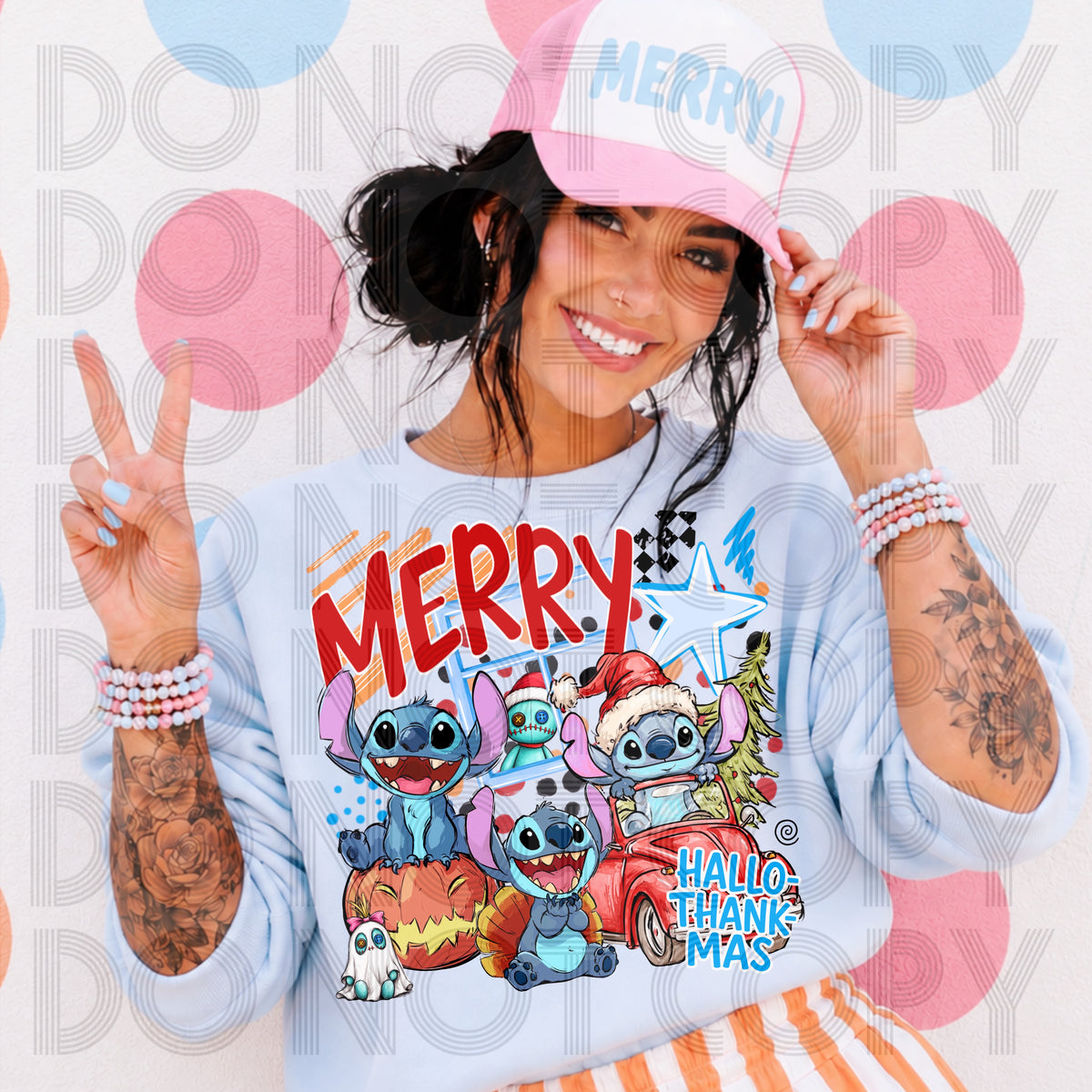 Merry hallothanksmas alien (Renewed) DTF Transfer
