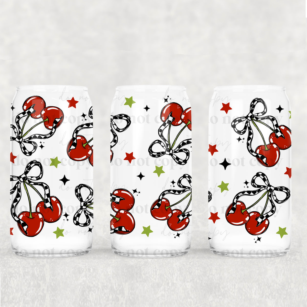 7953 cherry with black and white bow (CSC) UV DTF WRAP