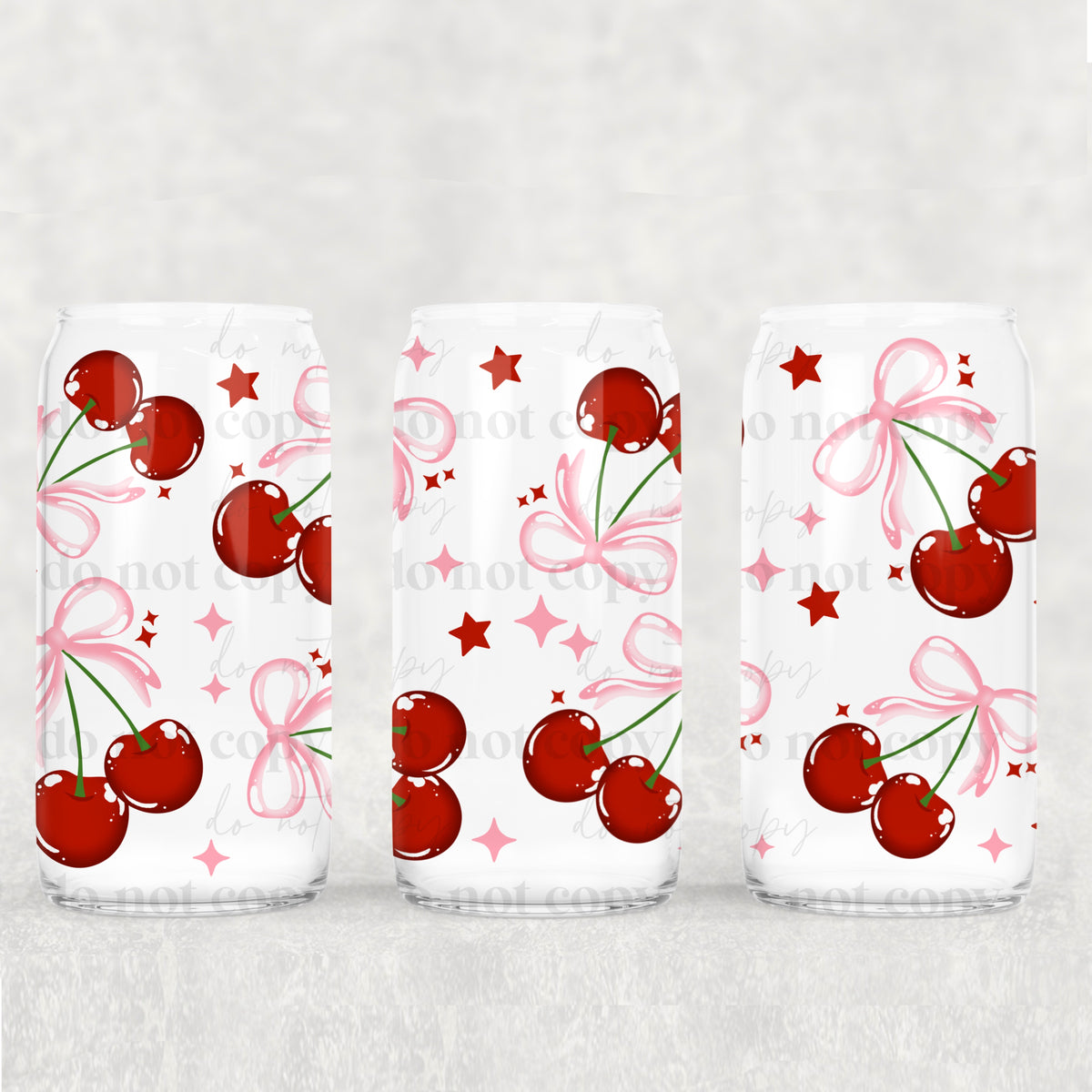 7954 cherries with pink bows (CSC) UV DTF WRAP