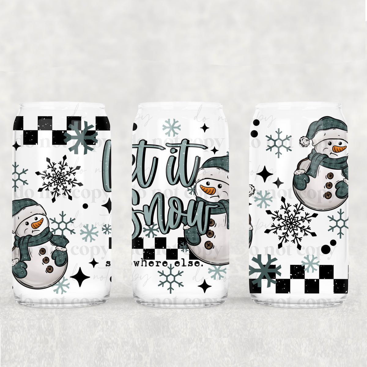 7969 let it snow snowman with blue hat and scarf (CSC) UV DTF WRAP