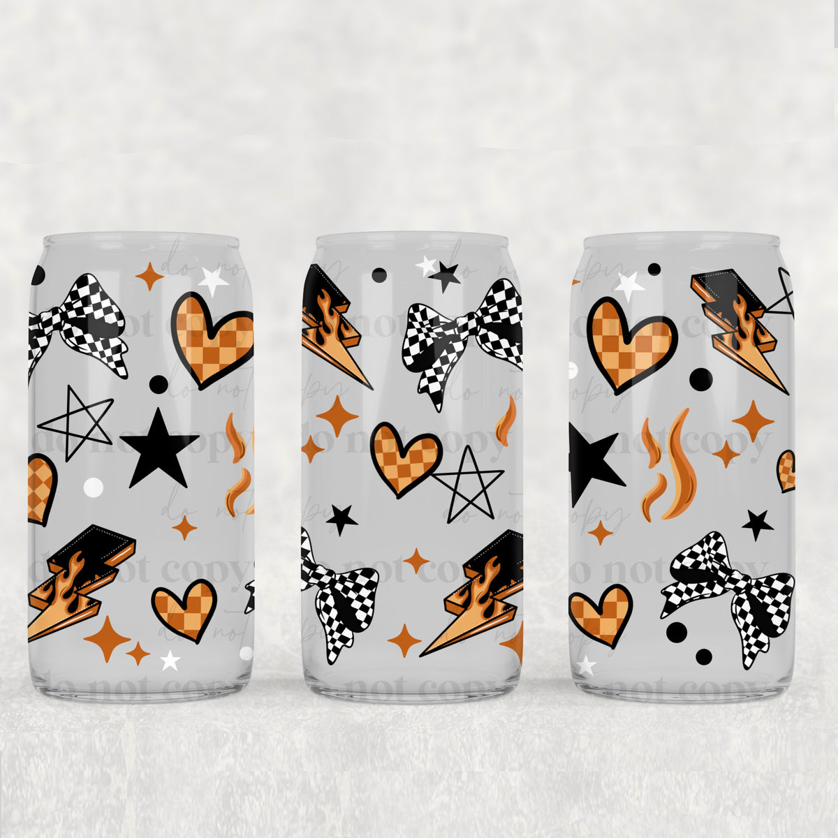 7975 checkered orange things (CSC) UV DTF WRAP